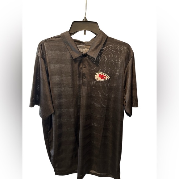 Men’s Antigua Kansas City Chiefs Compass Polo Golf Shirt Black Size XL Lightwt - Picture 7 of 7